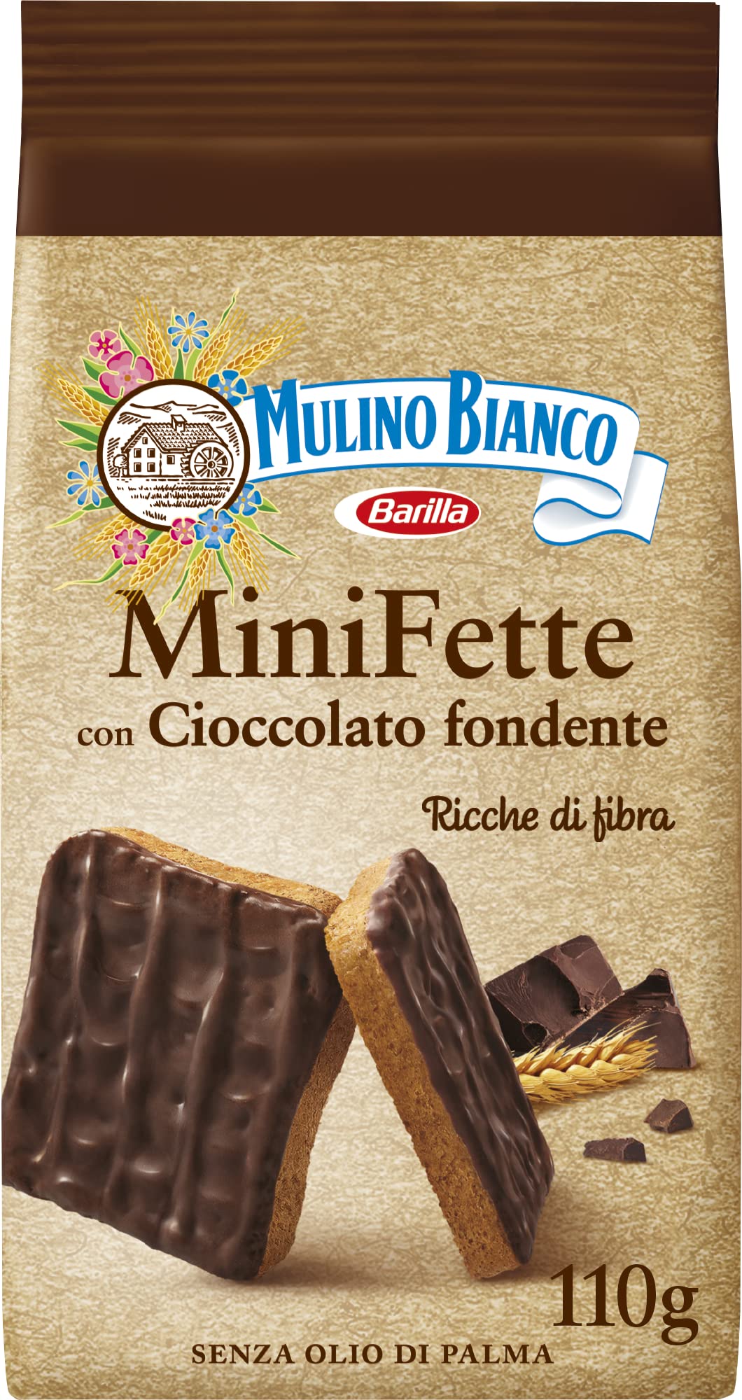 mulino-bianco-mini-fette-integrali-con-cioccolato-fondente-110-g image 1