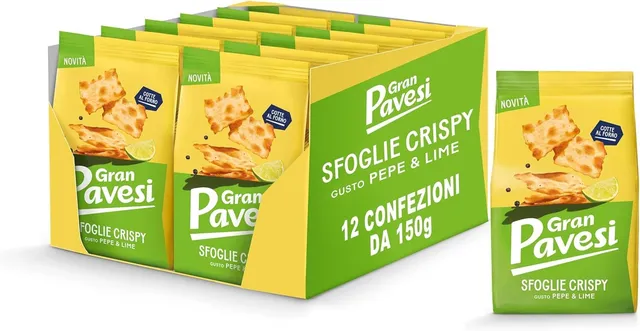 gran-pavesi-le-sfoglie-crispy-lime-e-pepe-cracker-al-forno-12-x-150-g image 1