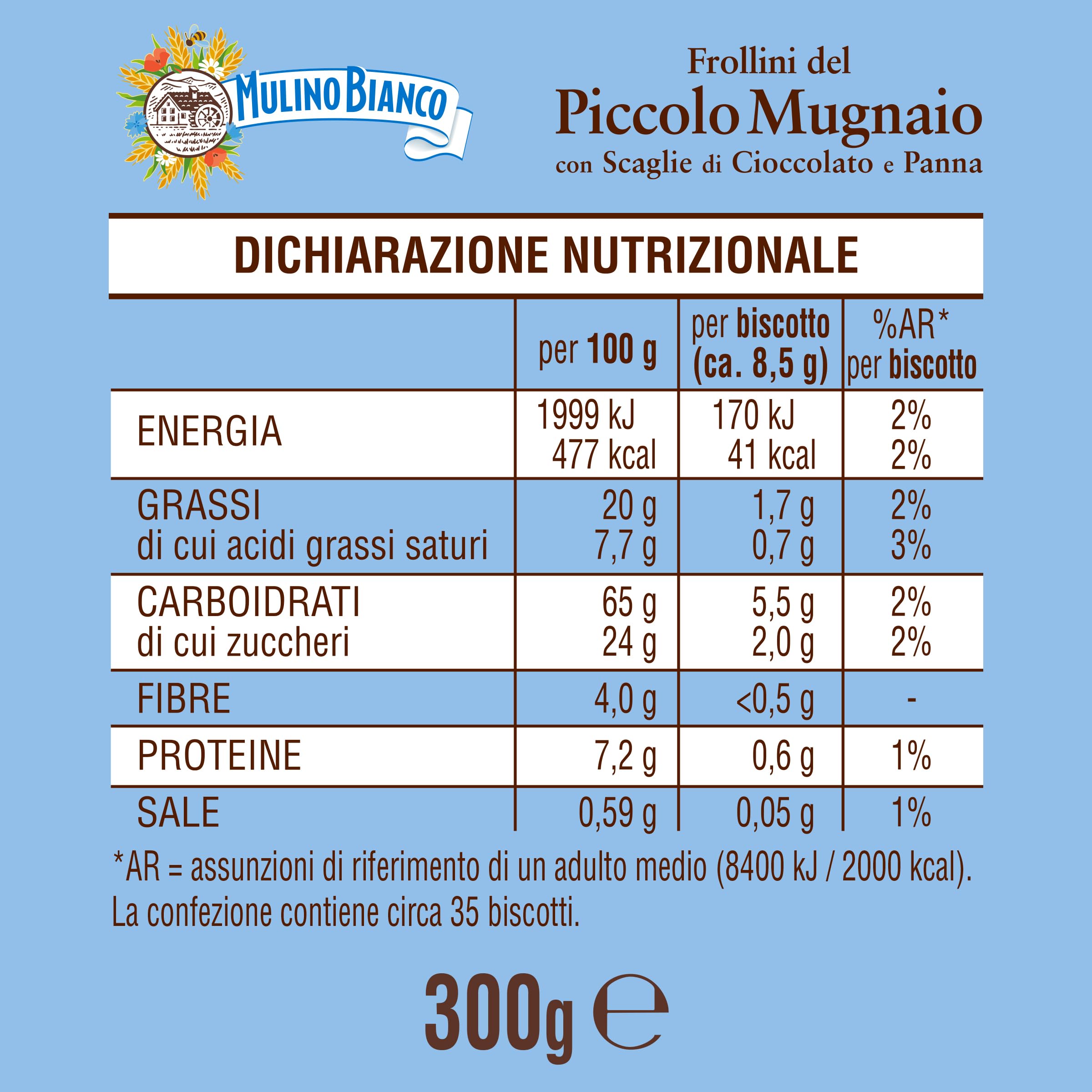 mulino-bianco-frollini-del-piccolo-mugnaio-cioccolato-e-panna-300g image 2