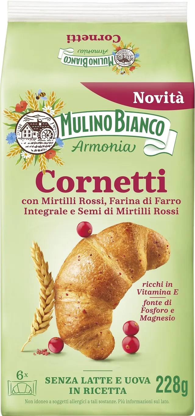 mulino-bianco-armonia-cornetti-mirtilli-rossi-6x228g image 1