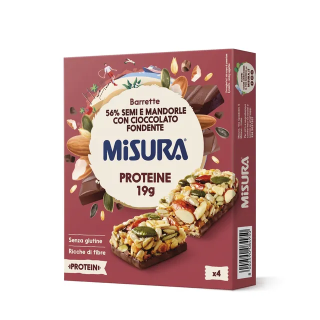 misura-protein-barrette-semi-e-mandorle-cioccolato-fondente-120g image 1