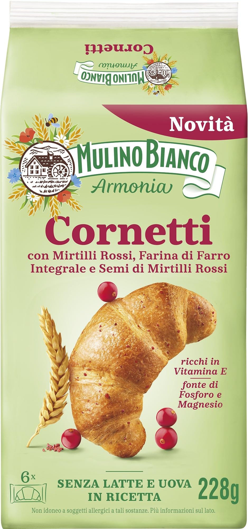 mulino-bianco-armonia-cornetti-mirtilli-rossi-6x228g image 1