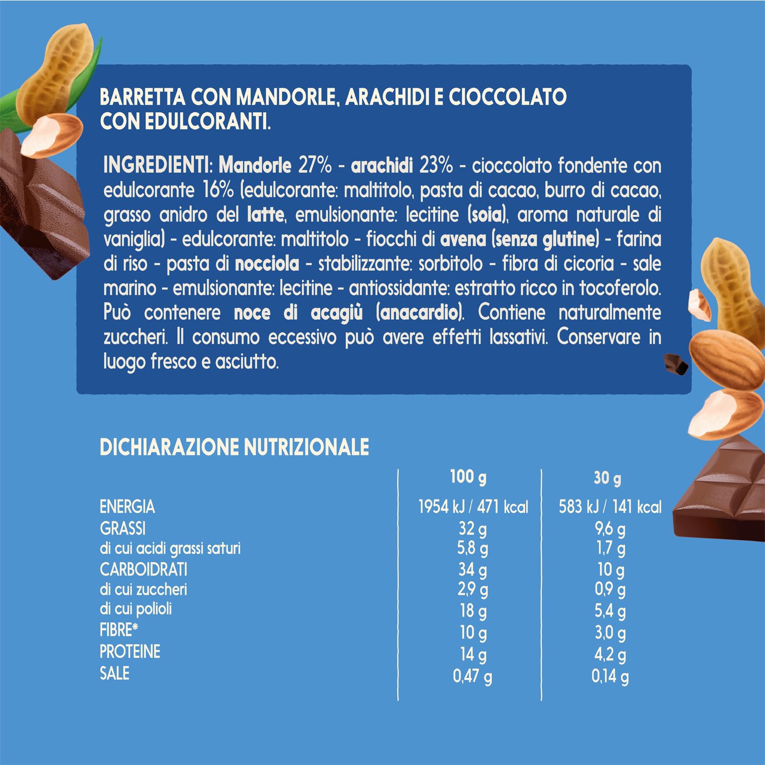 misura-dolcesenza-barrette-50-frutta-secca-e-cioccolato-fondente-120-g image 2