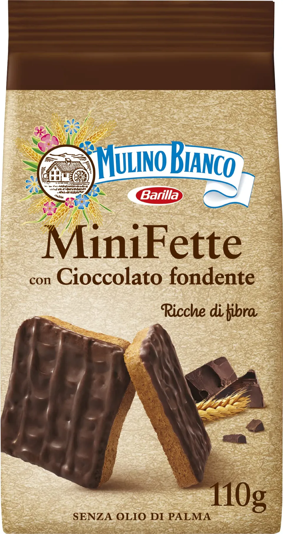 mulino-bianco-mini-fette-integrali-con-cioccolato-fondente-110-g image 1