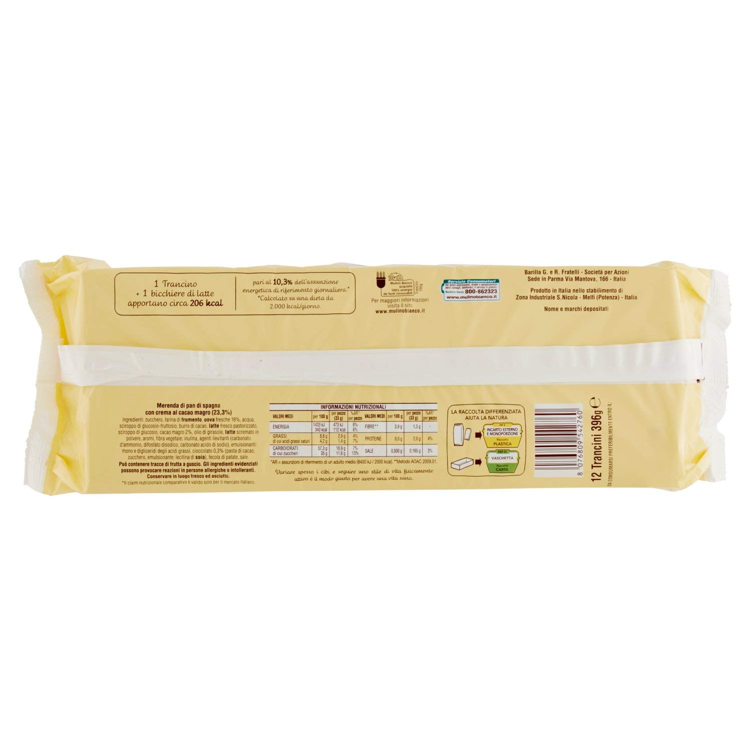 mulino-bianco-trancino-merendina-pan-di-spagna-e-crema-cacao-12-x-33g image 3