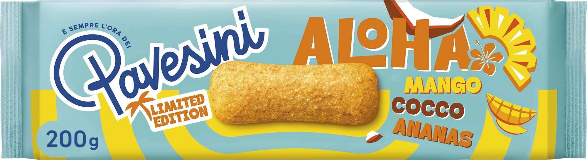 pavesi-pavesini-aloha-biscotto-tropicale-mango-cocco-ananas-200g image 1
