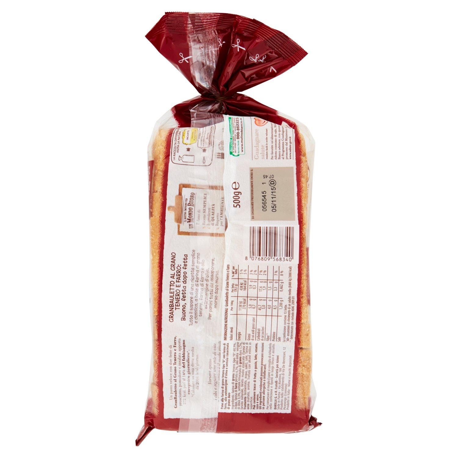mulino-bianco-pane-granbauletto-grano-tenero-e-farro-500-g image 2
