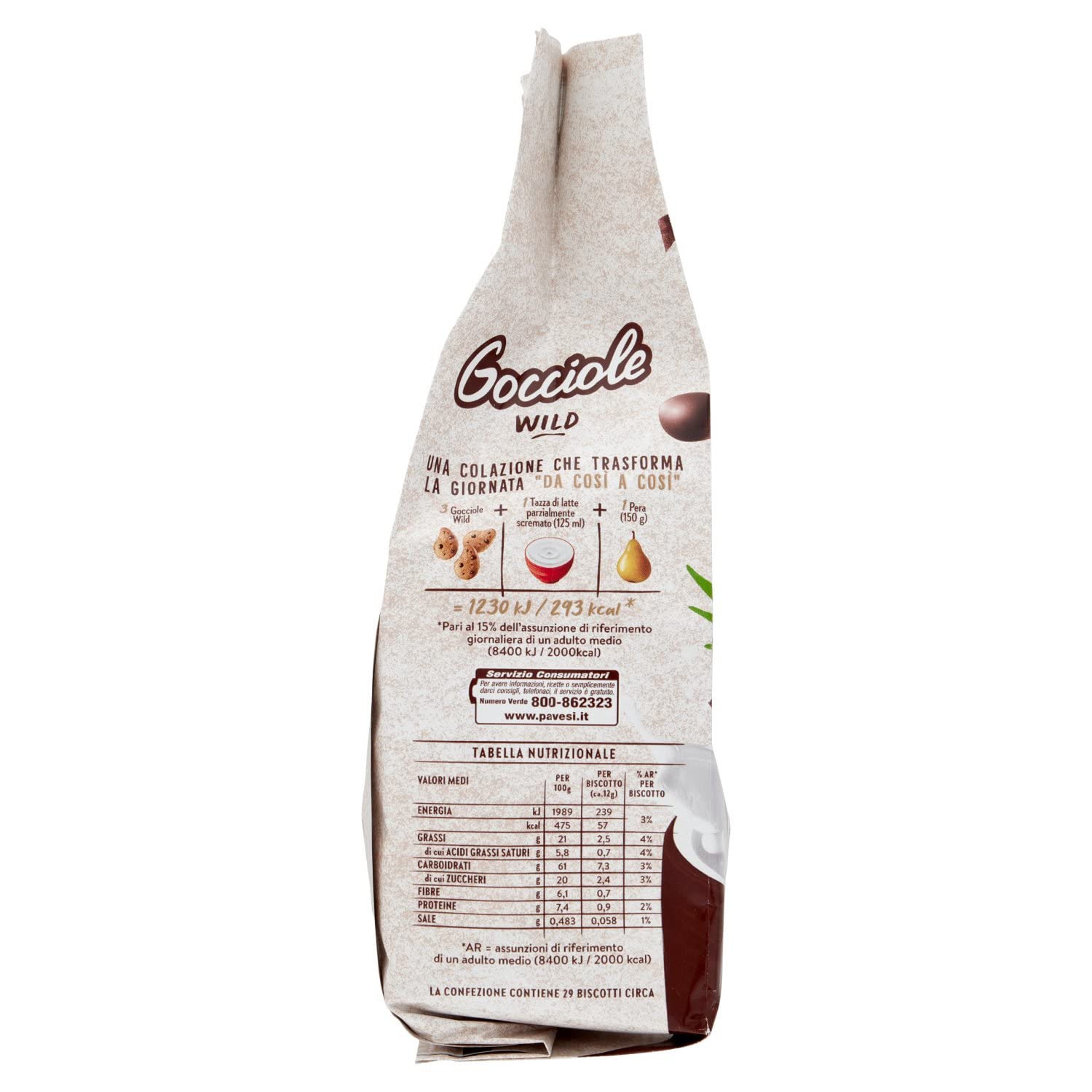 pavesi-gocciole-wild-integrali-con-cioccolato-fondente-350-g image 2