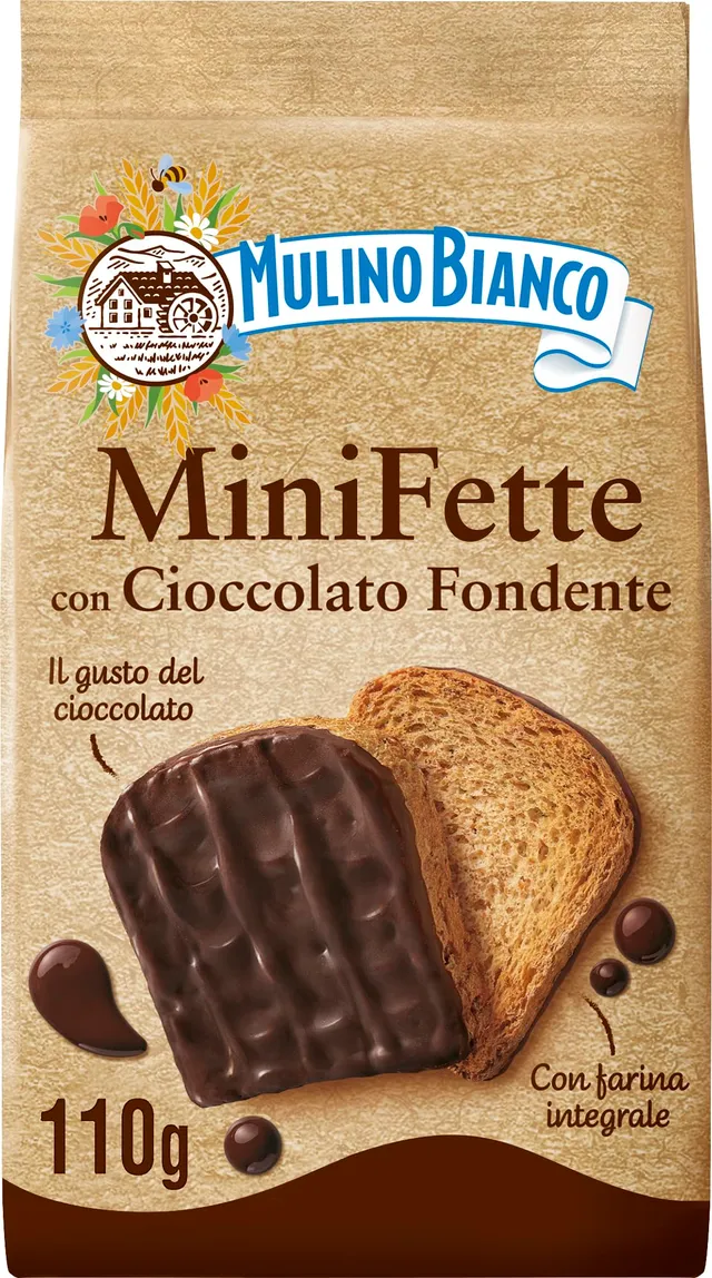 mulino-bianco-mini-fette-integrali-con-cioccolato-fondente-110g image 1