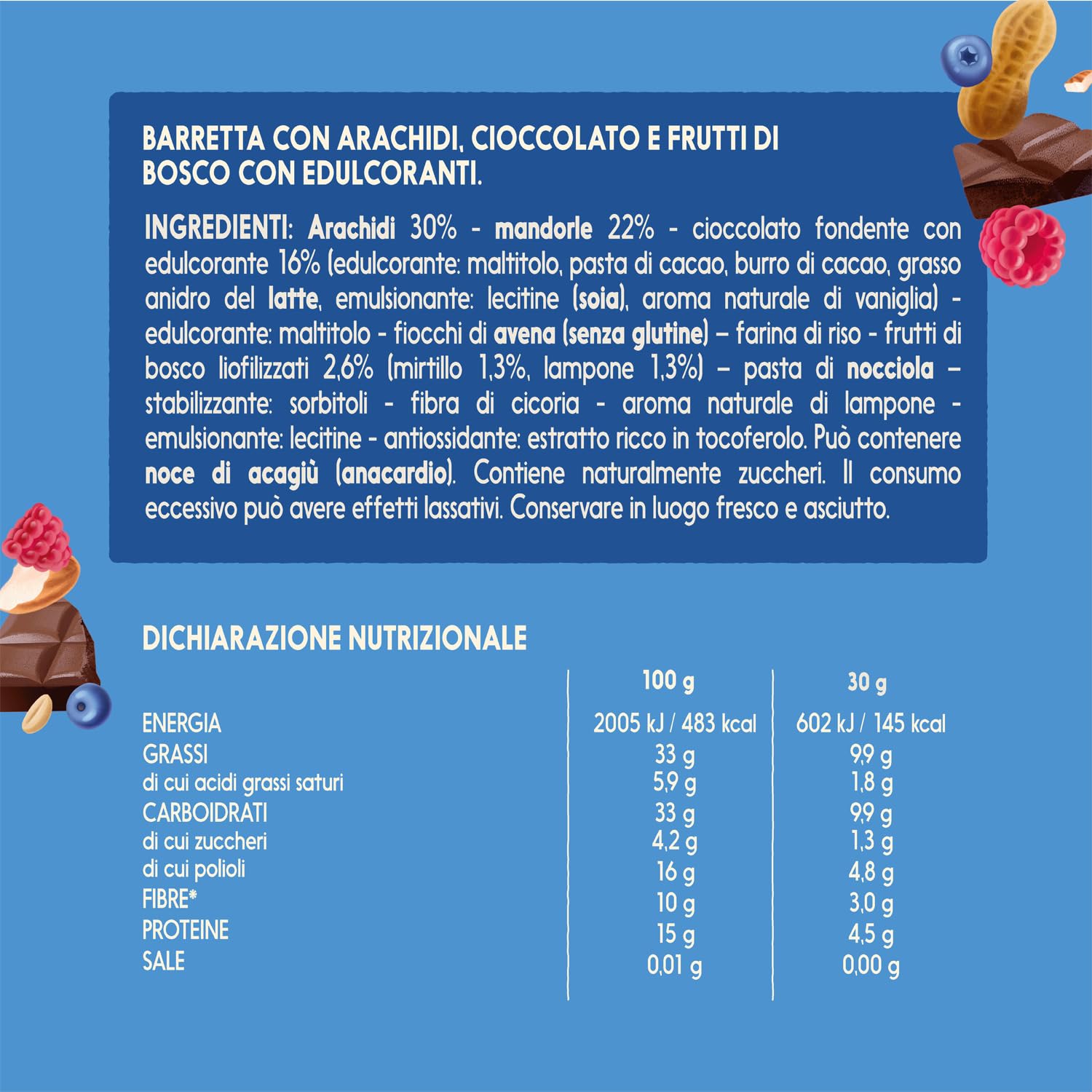 misura-dolcesenza-barrette-frutta-secca-cioccolato-e-frutti-di-bosco-120g image 2