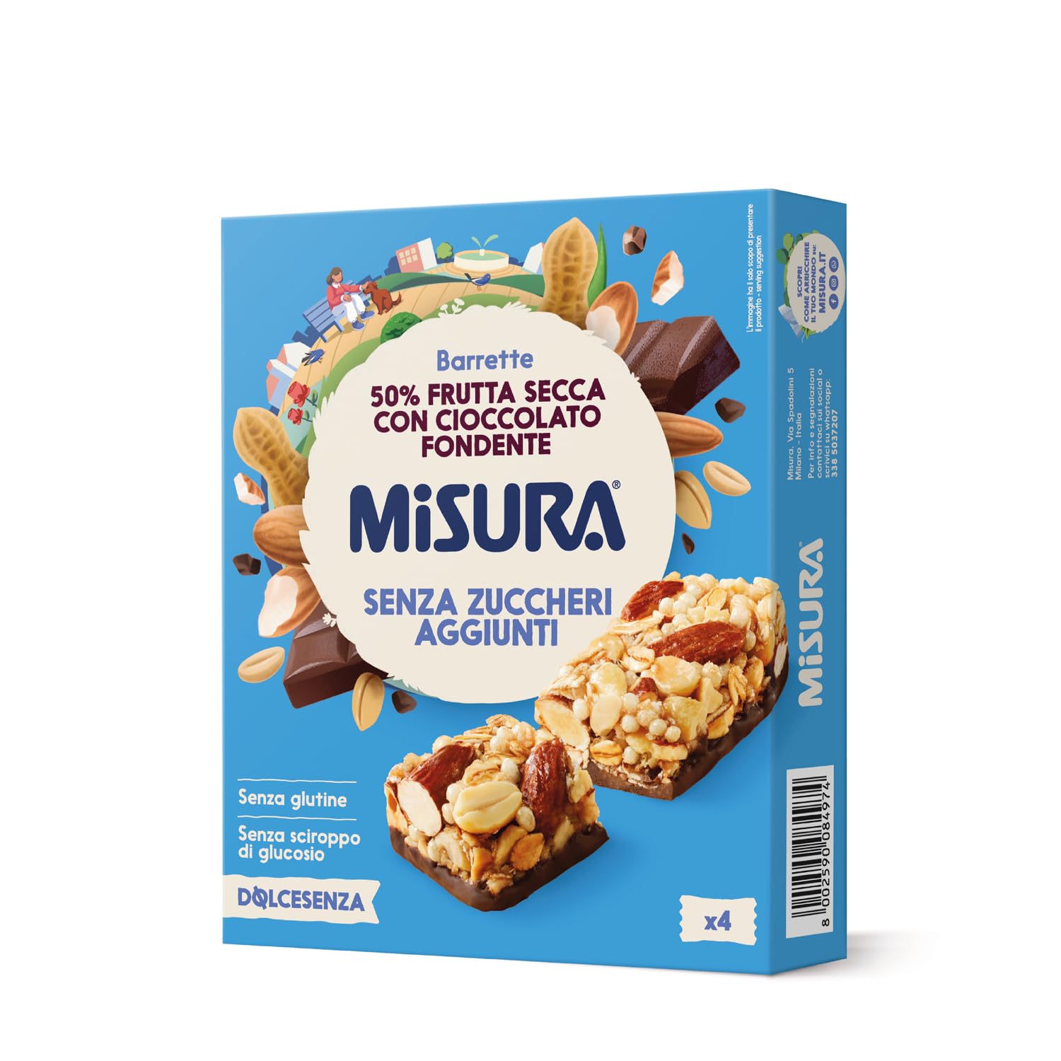 misura-dolcesenza-barrette-50-frutta-secca-e-cioccolato-fondente-120-g image 1