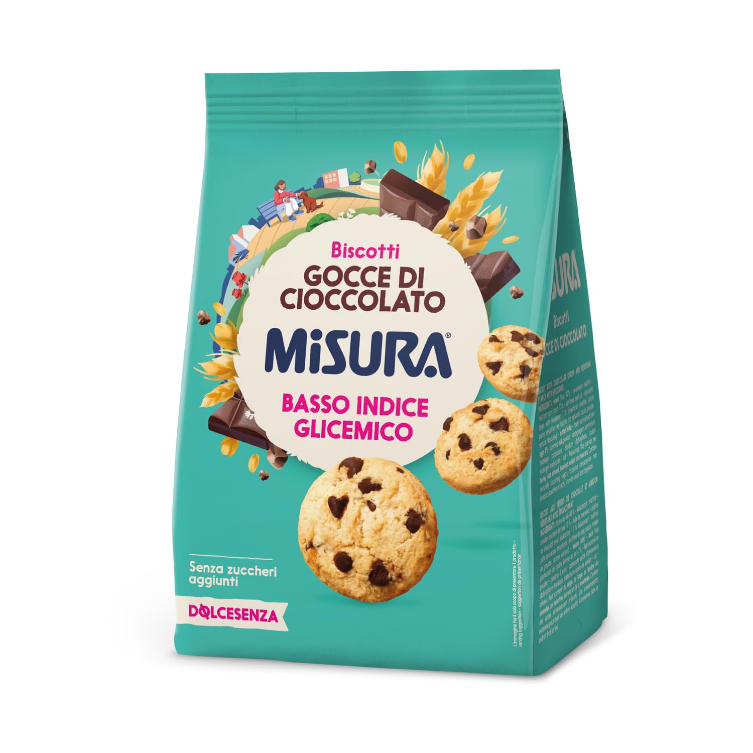misura-dolcesenza-biscotti-con-gocce-di-cioccolato-a-basso-indice-glicemico image 1